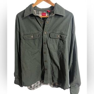 Arrow Men's Dark Green Flannel lined Rugged Shirt Jacket - Size Large